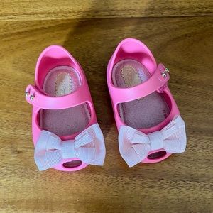 Mini Melissa Baby Girl Shoes with Pink Fabric Bow size 3